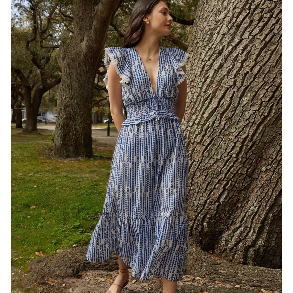 Blue and White Patterned Dress